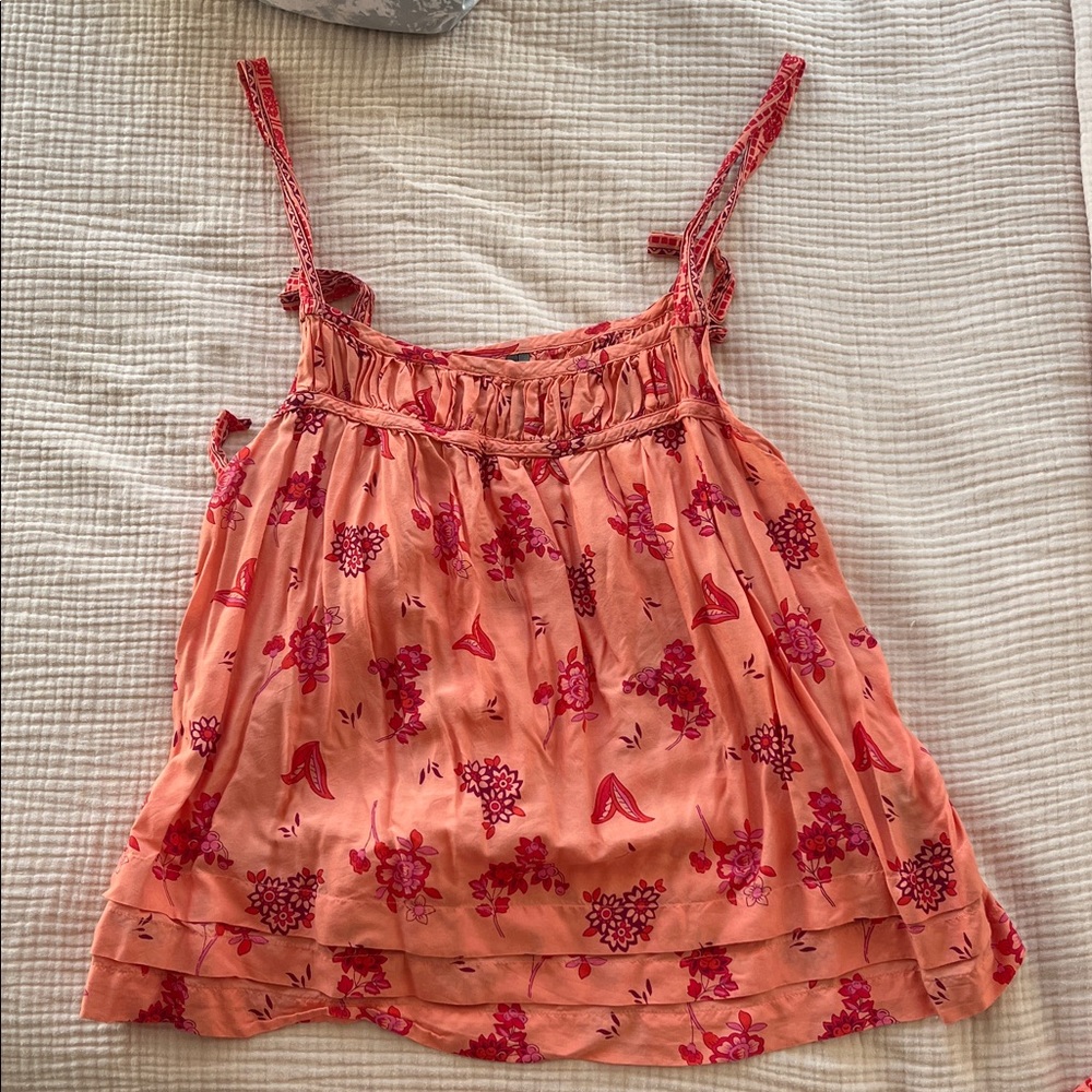 Anthropologie Coral and Burgundy Tank and Pant Set